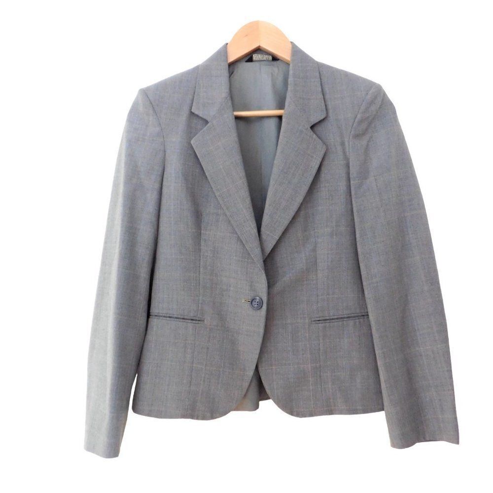 Glen Plaid Womens Blazer Suit Jacket‎ Blue Windowpane lined Size 6